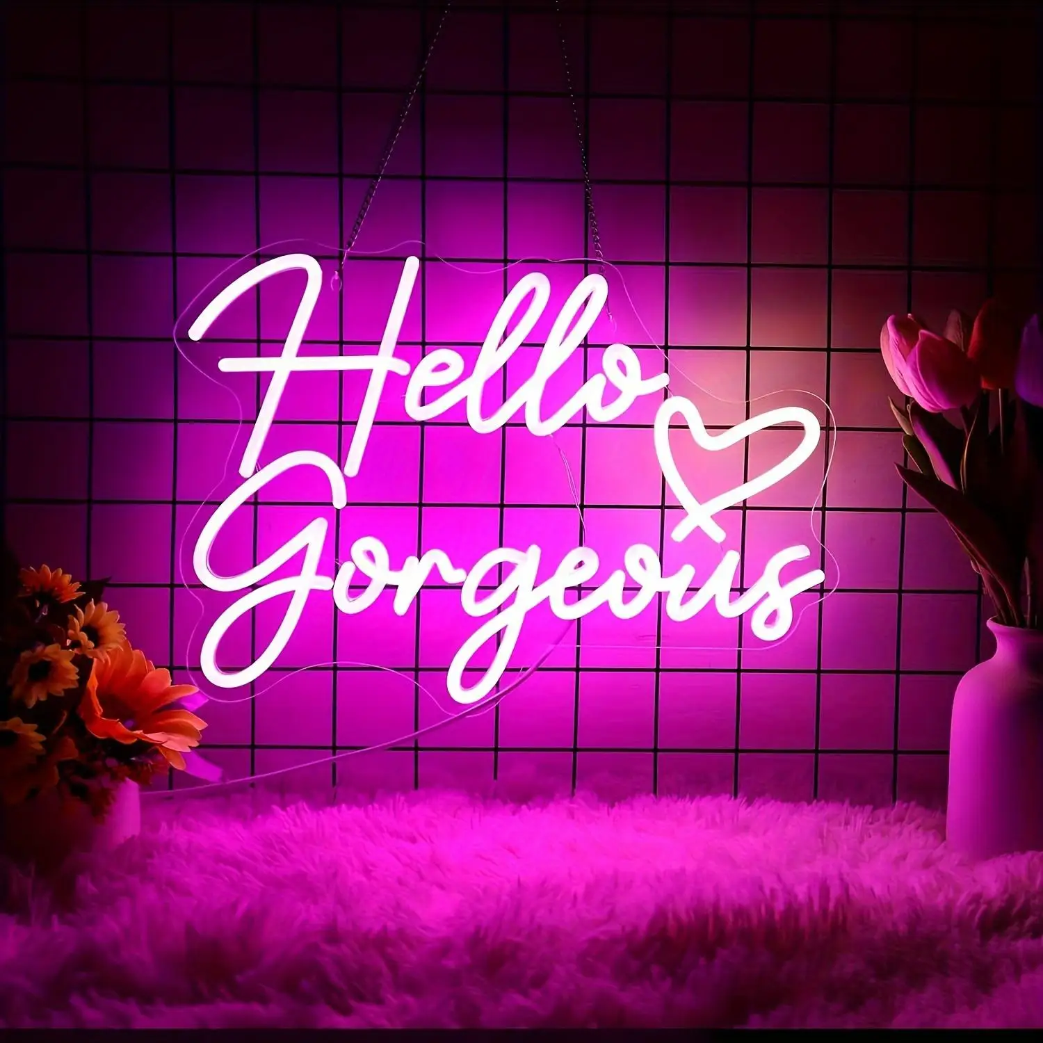 

Hello Gorgeous Neon Sign,USB LED Neon Lights for Home Wedding Birthday Backdrop Bacelorette Party Decor Wall Neon Light Sign