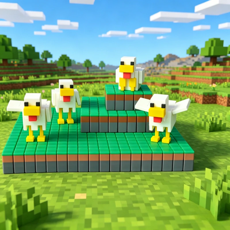 

3D Printed Pixel Figurine Toy Game CharmingCute Pixel Chicken Statue Artistically Animal Decoration Suitable for Homes Offices