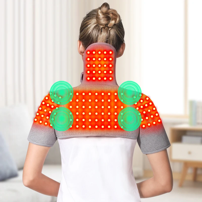 

Массажер для спины и плеч с подогревом, тепловая накидка, светотерапия красным светом, облегчение боли в шейном отделе, снятие боли при замороженном плече, расслабление мышц