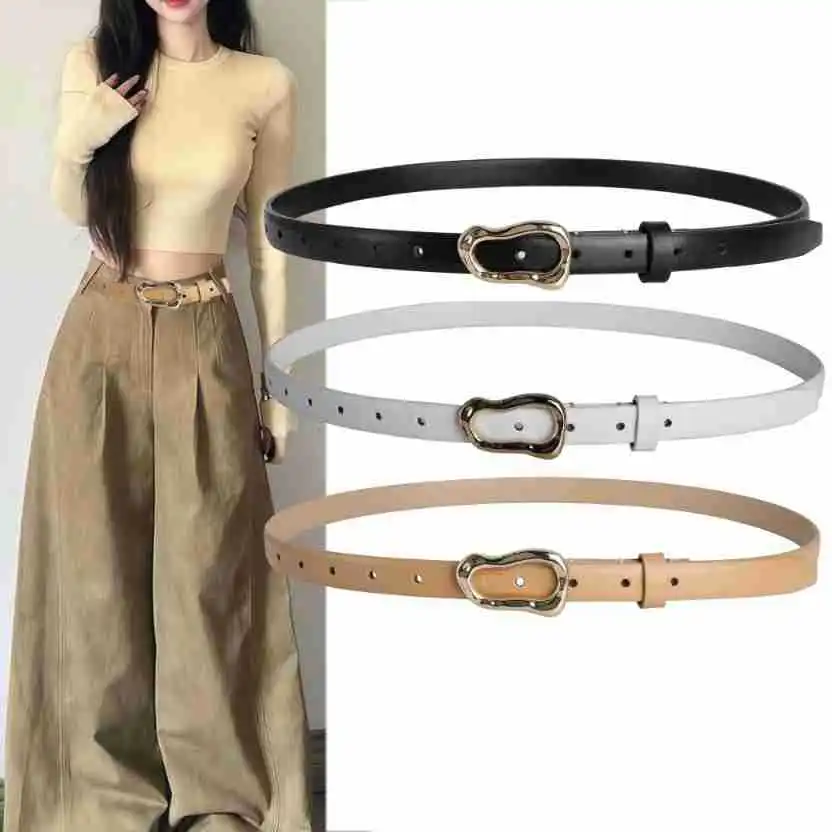 

Роскошный дизайнерский ремень из натуральной кожи с золотой пряжкой в стиле ретро для женщин, одинаковые женские платья с металлической пряжкой, джинсы, регулируемый пояс