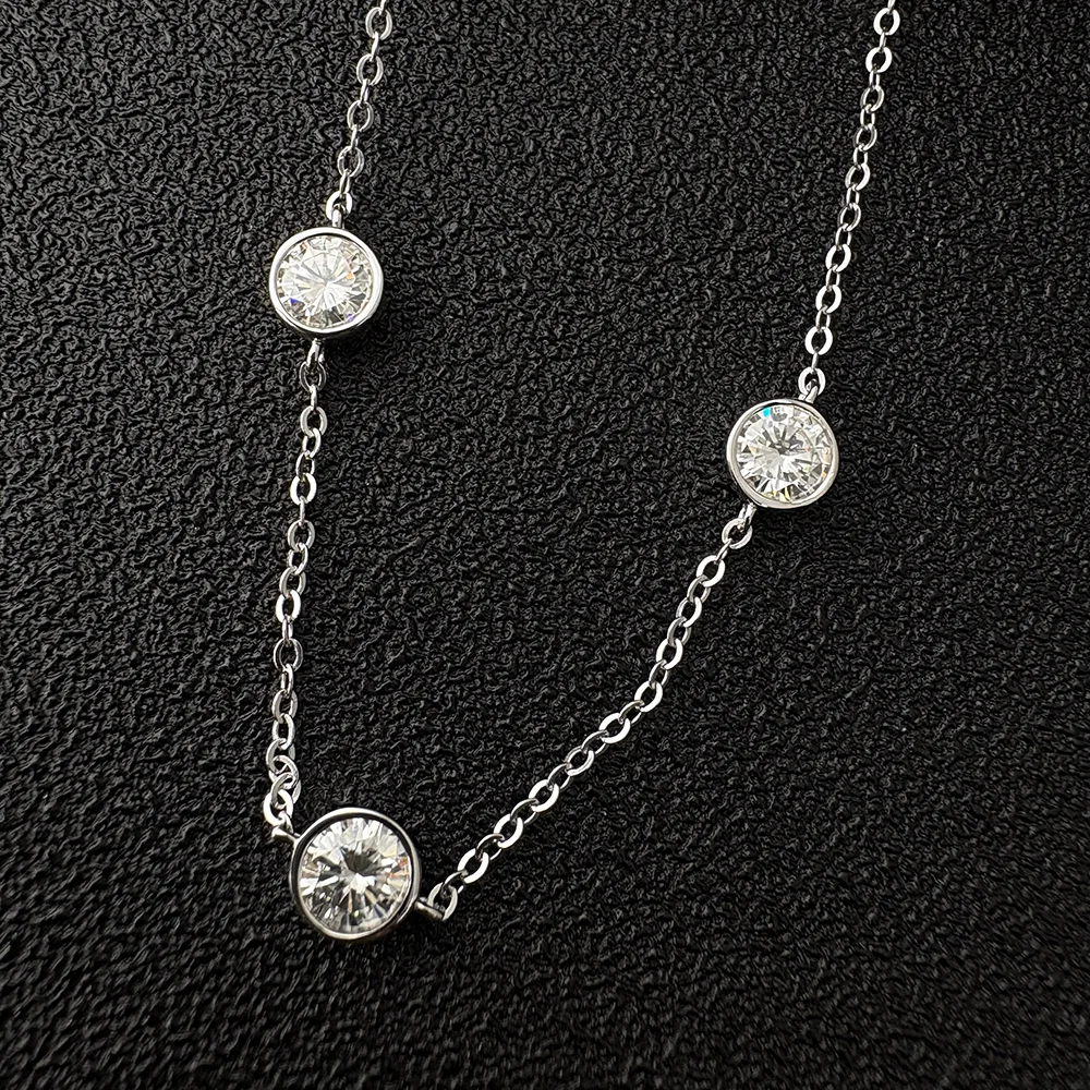 OEVAS 100% 925 Sterling Silver 0.5CT Full Sparkling Moissanite for Women Chains Necklace Top Quality Elegant Charm Fine Jewelry