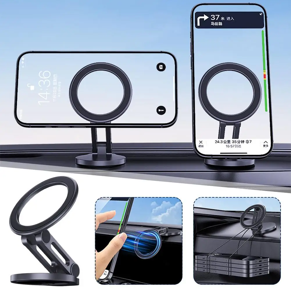 Car Mobile Phone Holder Ultra-thin Rotating Folding Universal Magnetic Mobile Phone Holder For L7q2