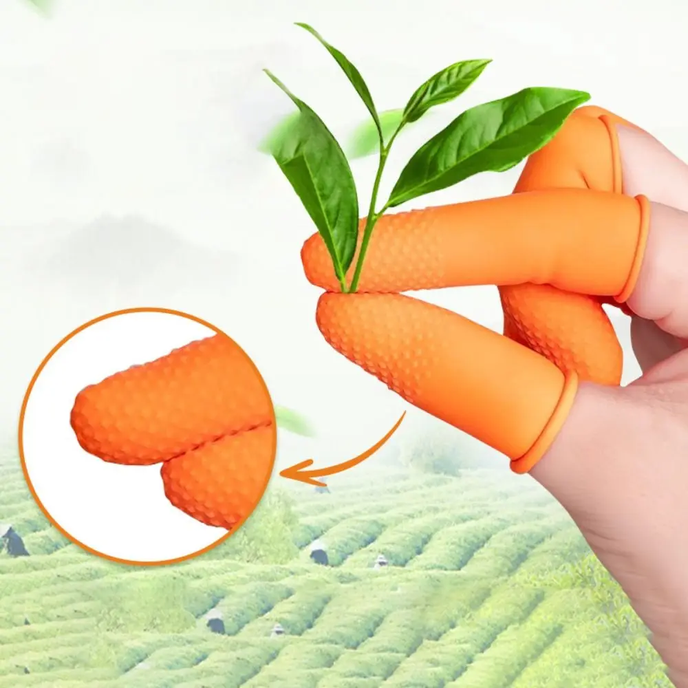 100pcs Durable Wear Resistant Rubber Finger Cover Anti-Static Disposable Non-slip Gloves Orange Soft Latex Finger Cots School