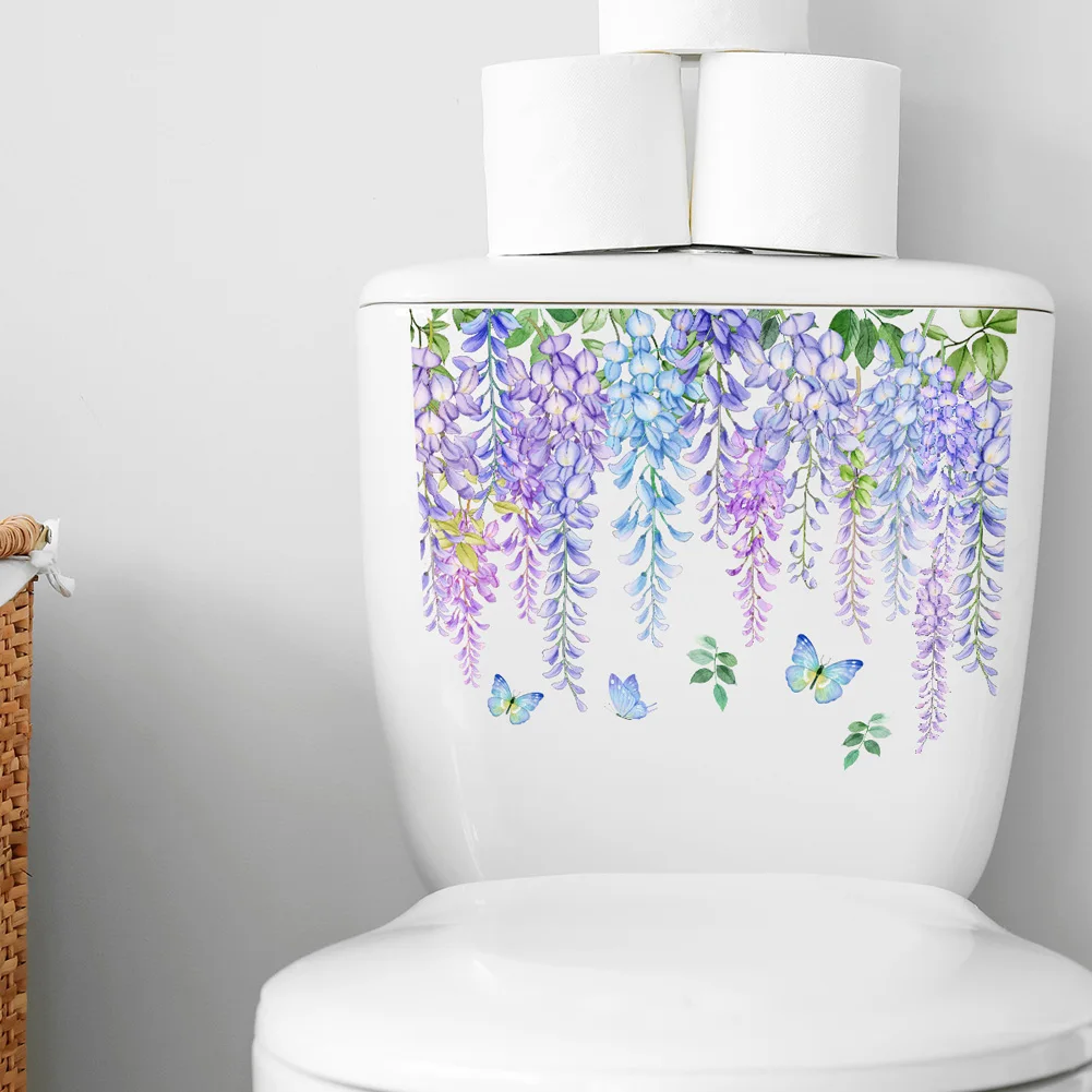

Purple Plant Vine Leaves Wall Sticker Bathroom Toilet Decor Living Room Home Decoration Beautify Decals Self-adhesive Wallpaper