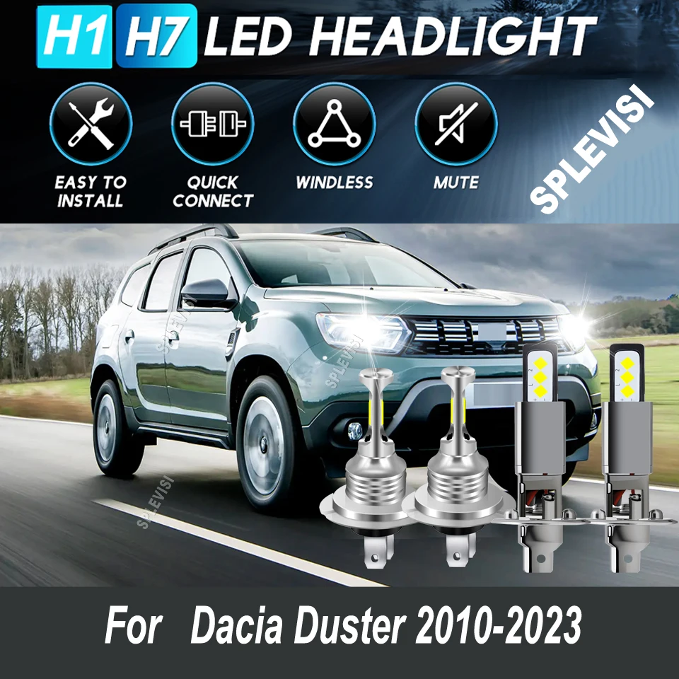 

LED Headlight High Low Bulbs - no complicated wiring harness For Dacia Duster 2010 2011 2012 2013 2014 2015 2016 2017 2018-2023