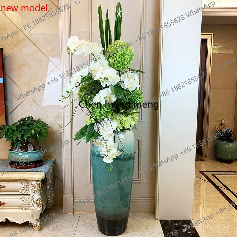 N138Ceramic floor-to-ceiling large vase ornament living room hotel flower arrangement dried flower decoration simple and modern