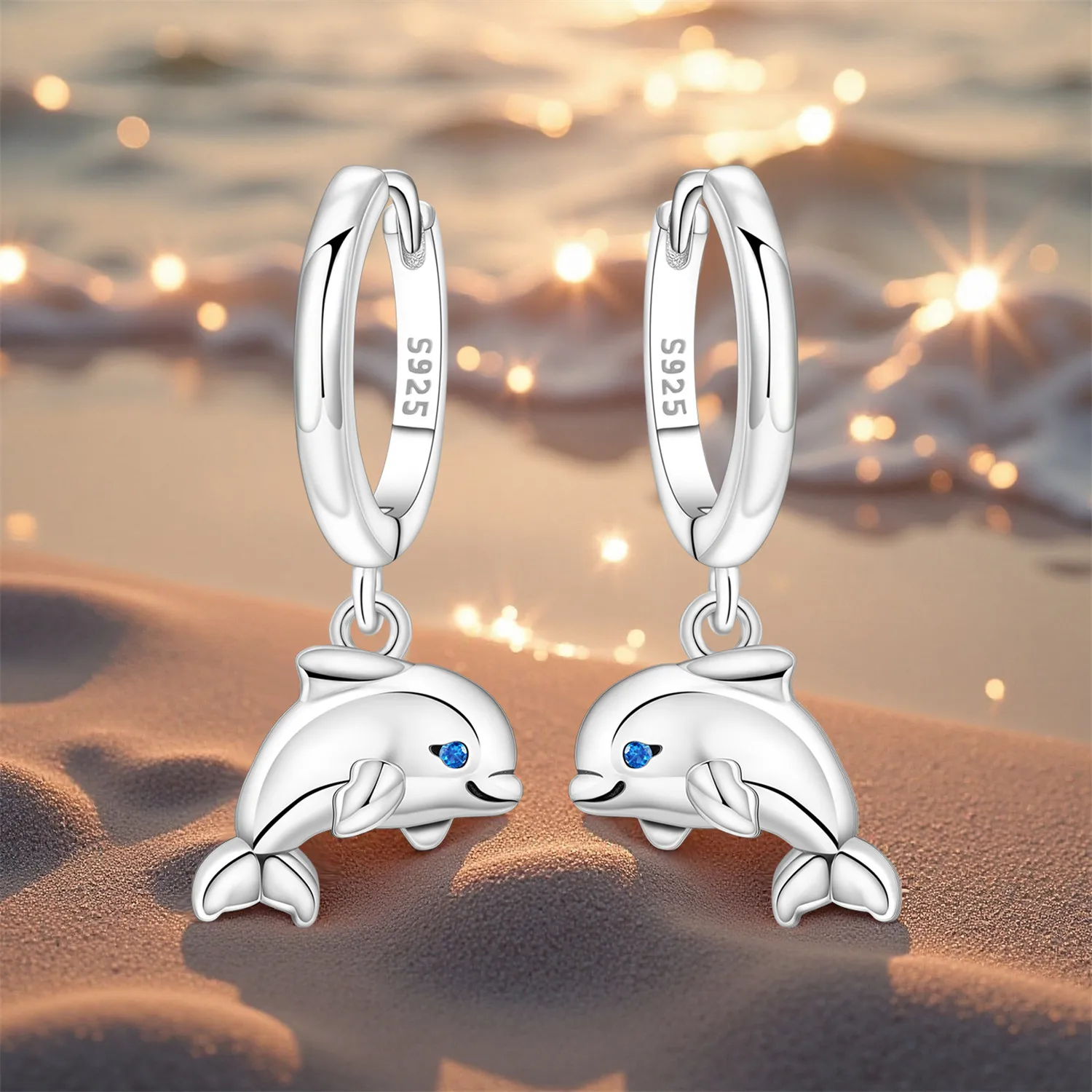 

Cycuff 925 Sterling Silver Dolphin Marine Animal Drop Earrings Women Earrings Charm Fashion Versatile Party Jewelry Gifts