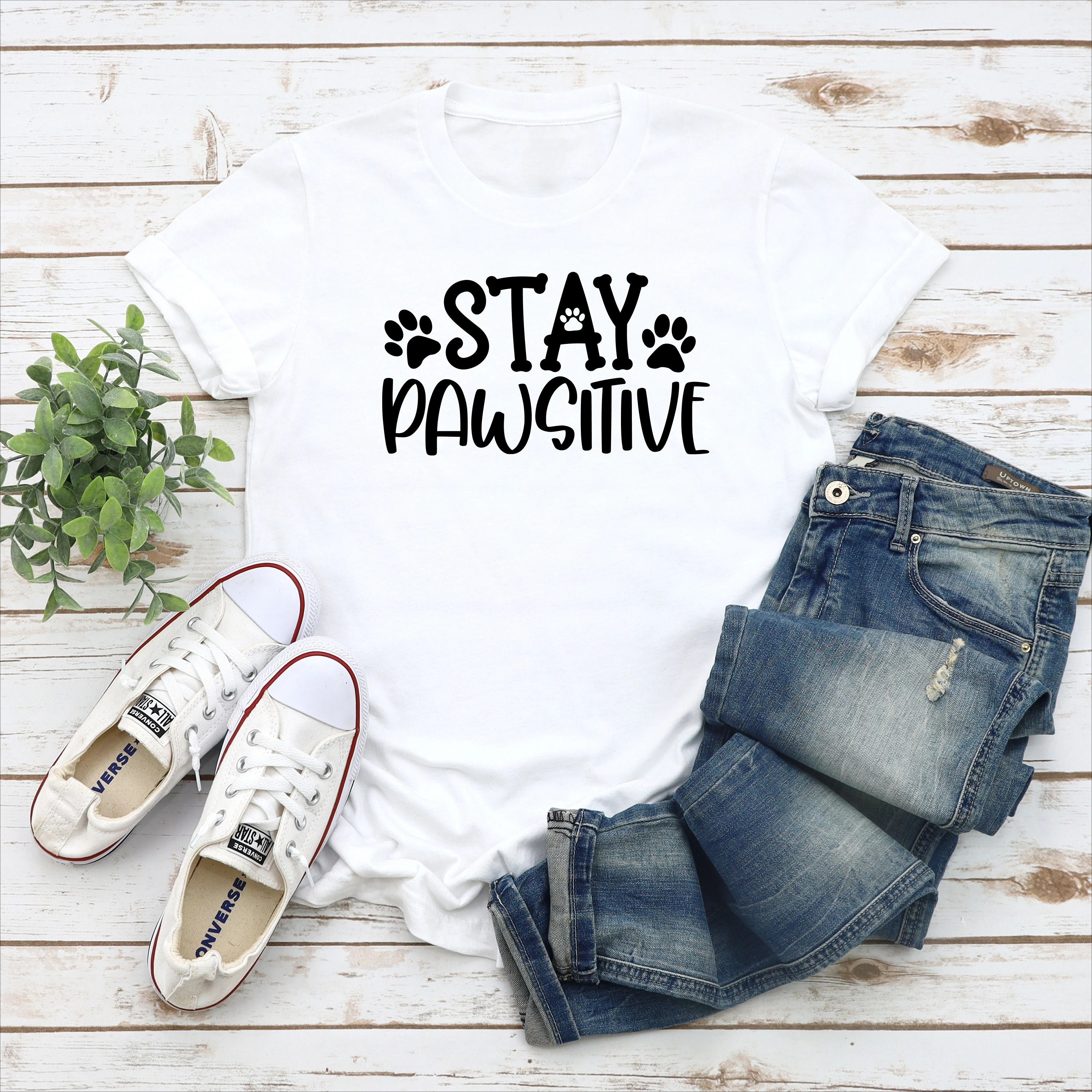 Stay Pawsitive T-shirt Summer Women Tracksuit O-Neck Short Sleeve Pullover Top Breathable Sportswear Harajuku Fashion Streetwear
