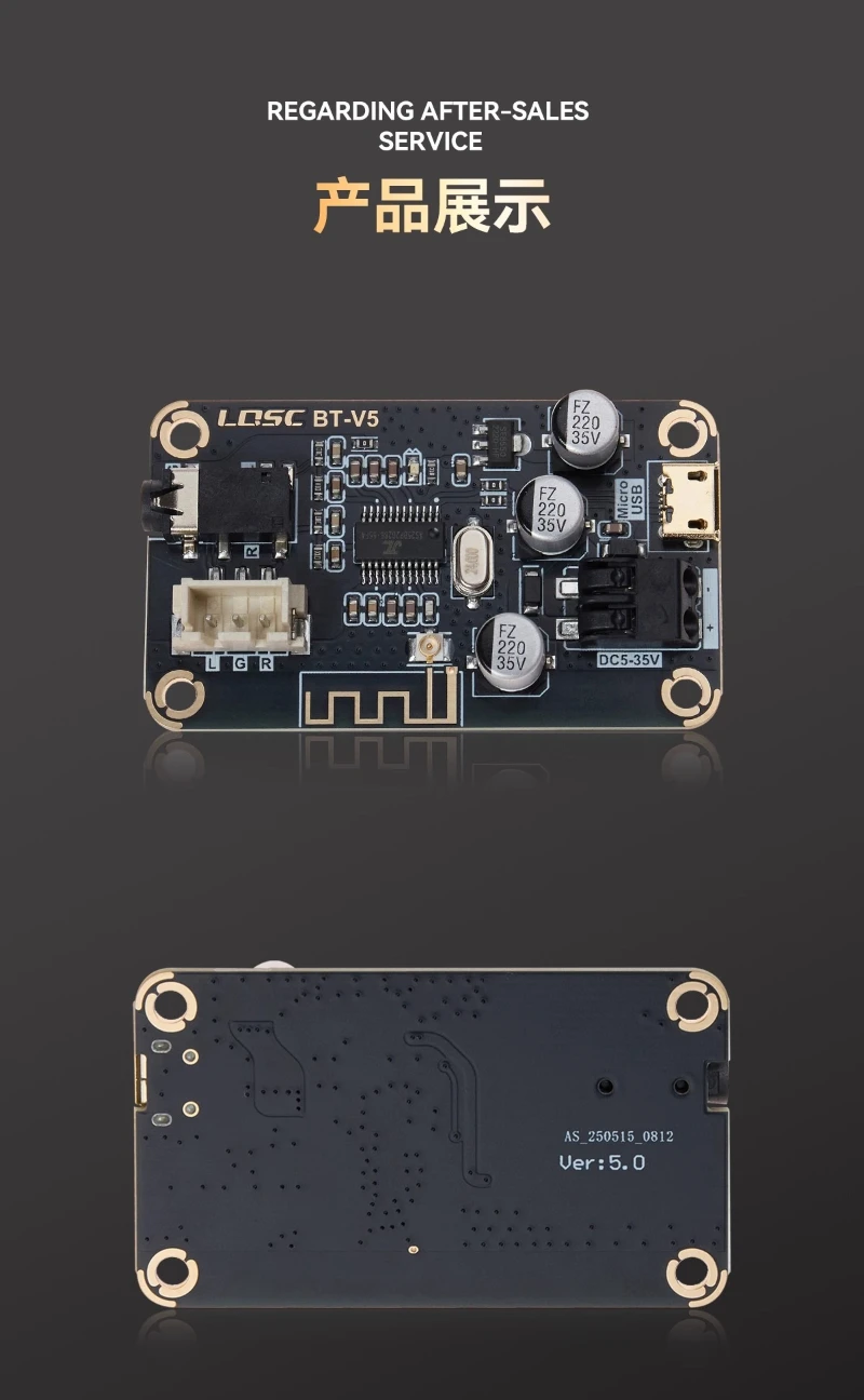 SOTAMIA Bluetooth 5.1 Scheda di ricezione e decodifica audio 5V 35V12V Ampia tensione USB Scheda audio per computer Decodifica BT V5