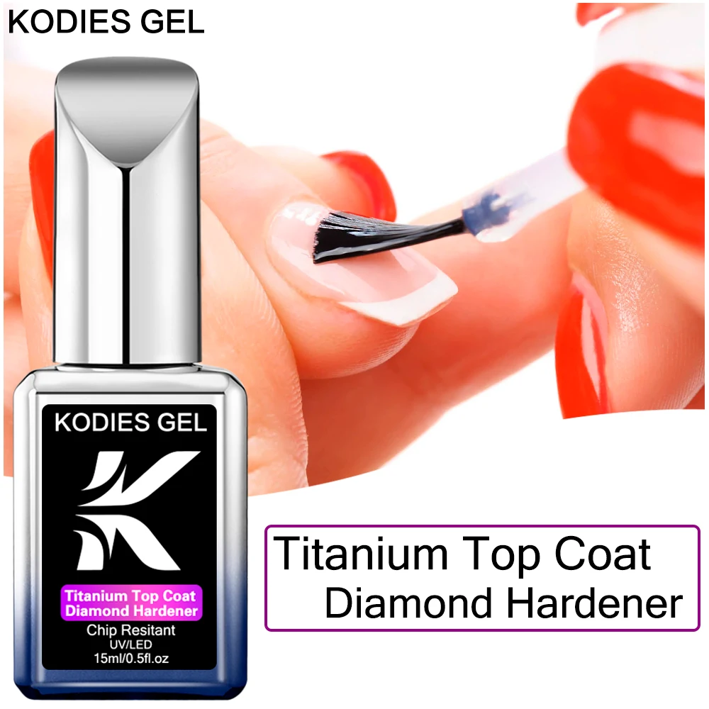 KODIES GEL Titanium Top Coat No Wipe Gel UV smalto per unghie Super Shine Diamond Topcoat Finish Vernis copertura per Manicure semipermanente