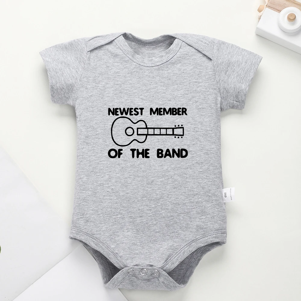 Newest Member of The Band Fashion Trend Infant Onesies Short Sleeve Street Casual Toddler Playsuit Cute Rock Baby Boy Clothes