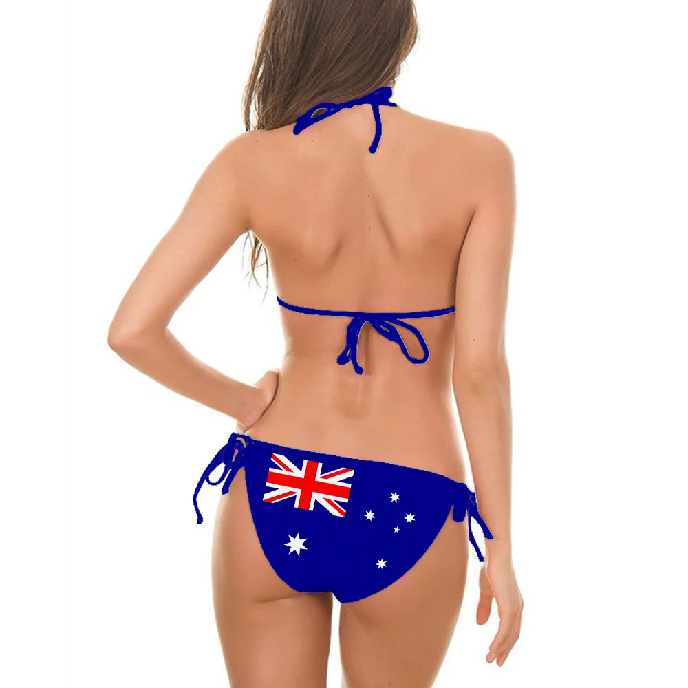 Flaga australii zestawy seksowne Bikini CLOOCL moda 3D Print strój kąpielowy basen na plaży regulowane sznurowanie kombinezony Bikini bez z