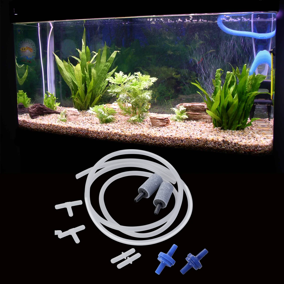 

2pcs Oxygen Tube Set Standard Airline Tubing Valves for Aquarium Air Pump Accessories Flexible Kink Resistant Fresh Salt Water