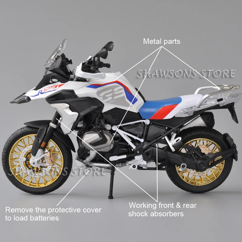 1:9 Scale Diecast Motorcycle Model Toy R1250 GS Street Bike Miniature Replica With Travel Refitting Parts Large Size