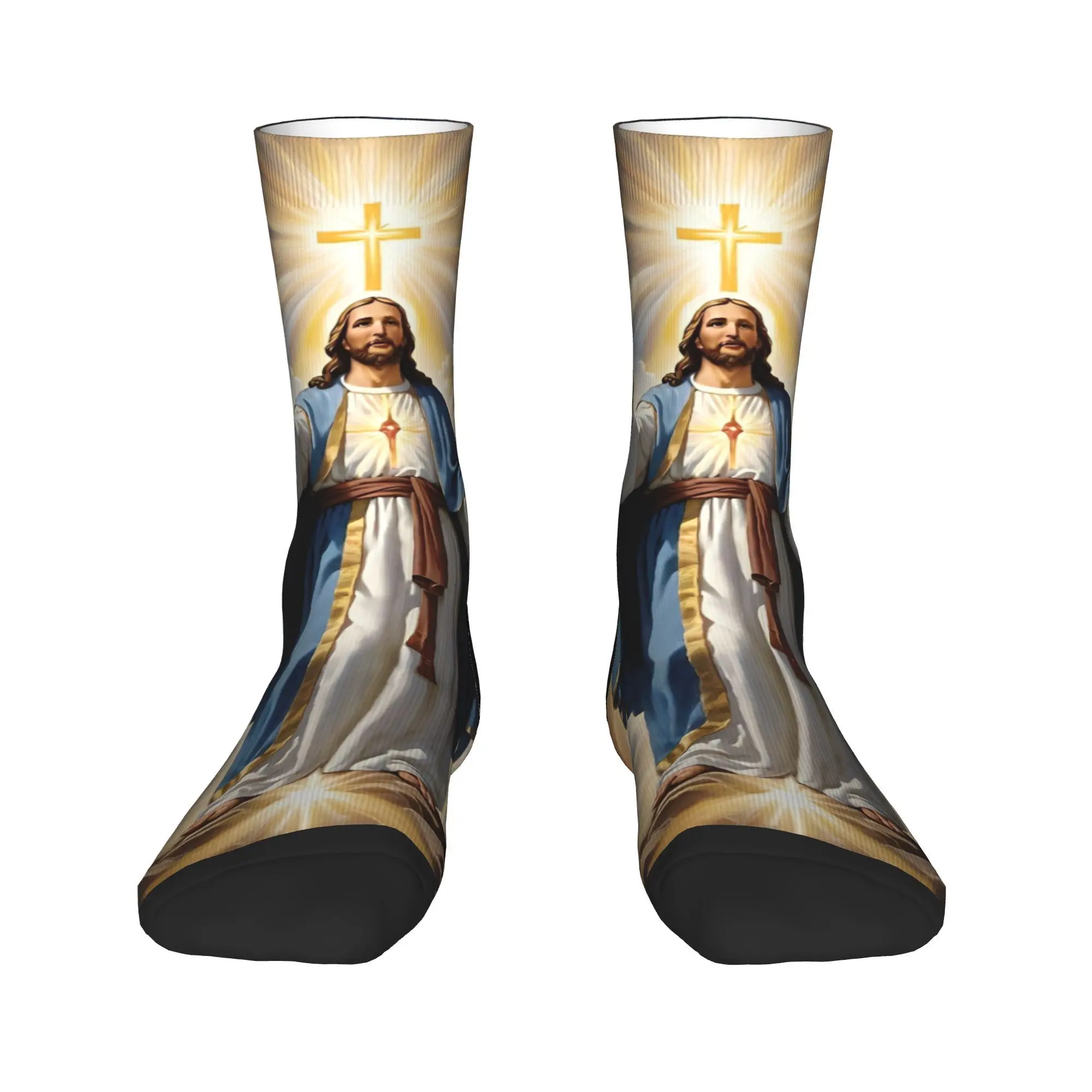 Mito jesus novidade diversão meias novidade meias unisex homens médio macio meias inverno ao ar livre padrão antiderrapante meias presente