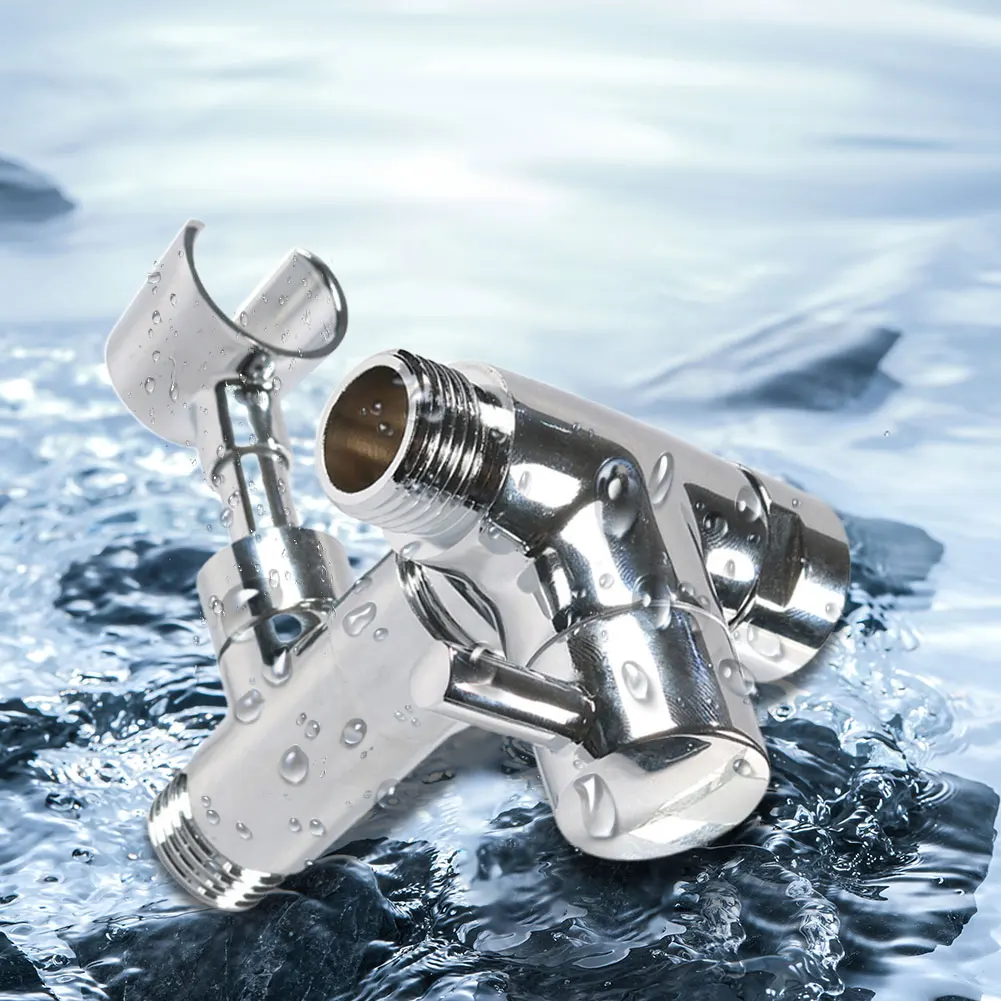 G1/2 3 Way Bathroom Universal Shower System Replacement Part T-Adapter Converter for Hand Held Showerhead and Fixed Spray Head