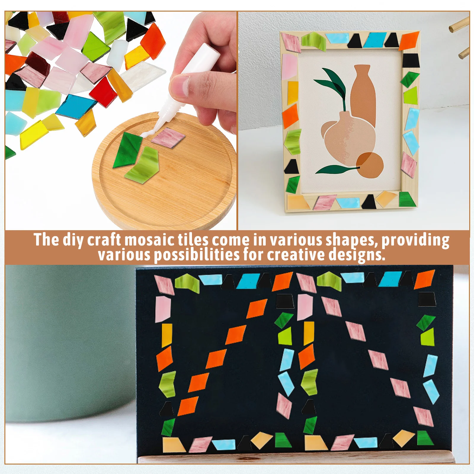 

Mosaic Tiles Glass Pieces DIY Craft Mosaic Picture Frame Tiles Kits for Adults Versatile Use Miniature Compact Stained Glass