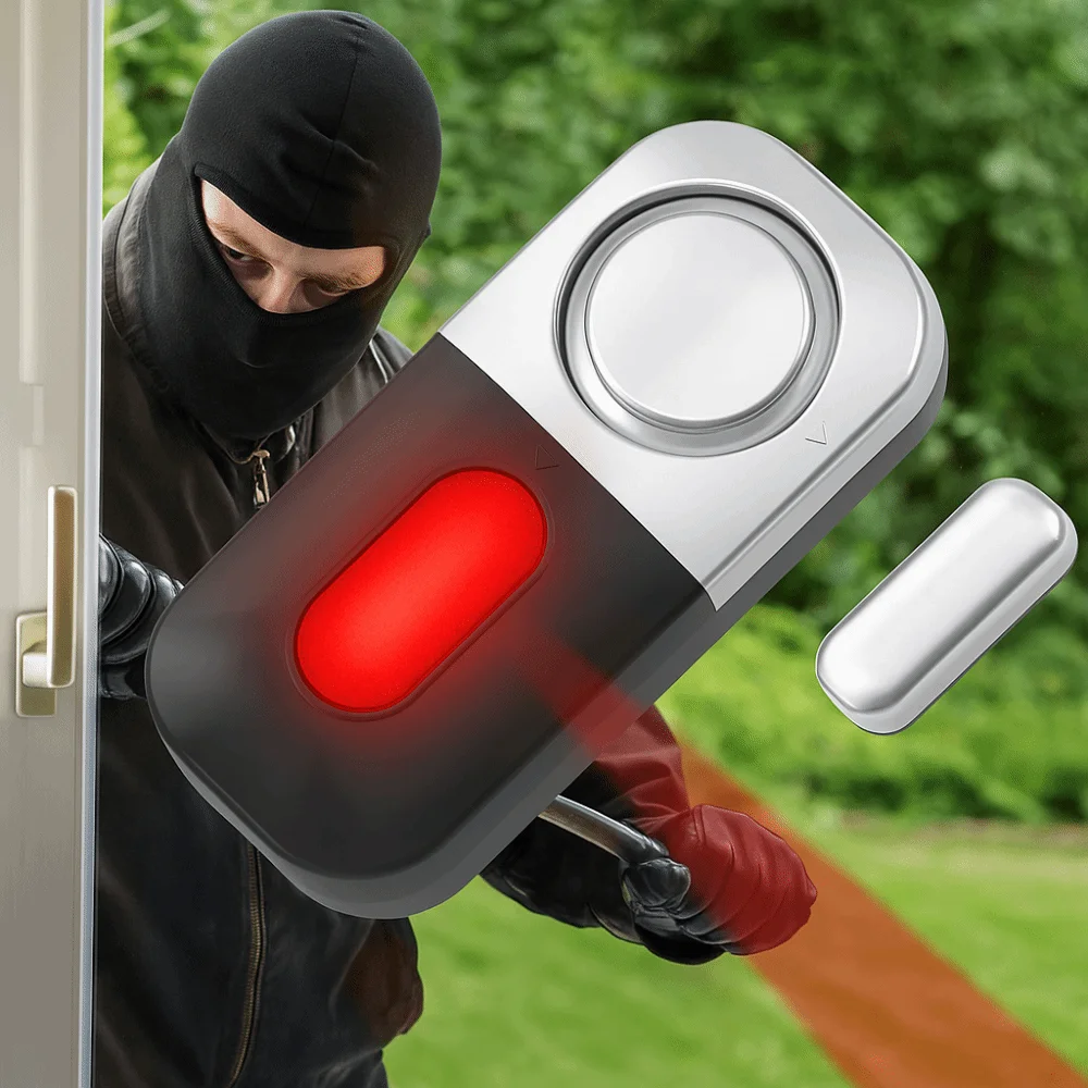 Sensor magnético alarme contra roubo alimentado por bateria detector de alto decibel porta sistema magnético plástico inteligente alarme de alto decibel