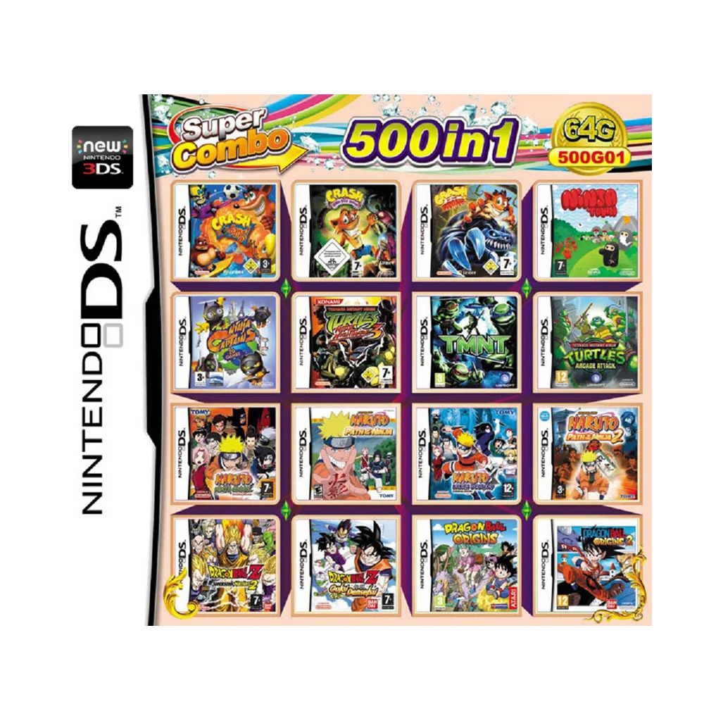 ตลับเกมคลาสสิกแบบผสม4300/208/486/500 in 1 DS สำหรับ3DS 2DS