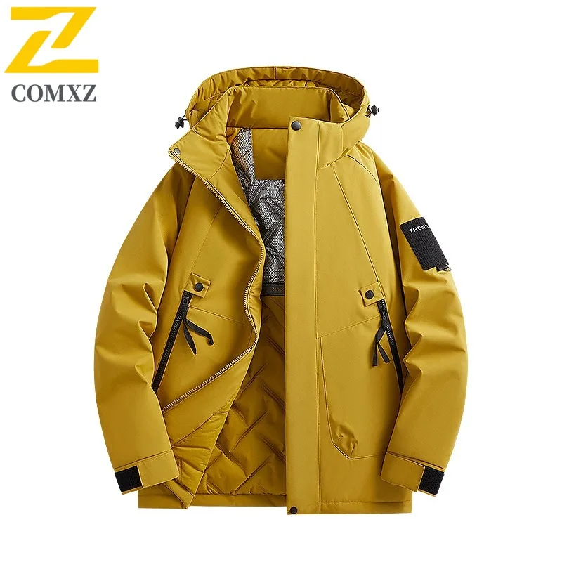 Chaqueta acolchada de algodón de invierno para hombre, abrigo cálido con cuello levantado y plumón para pan, Parka térmica con capucha para nieve juvenil 2025