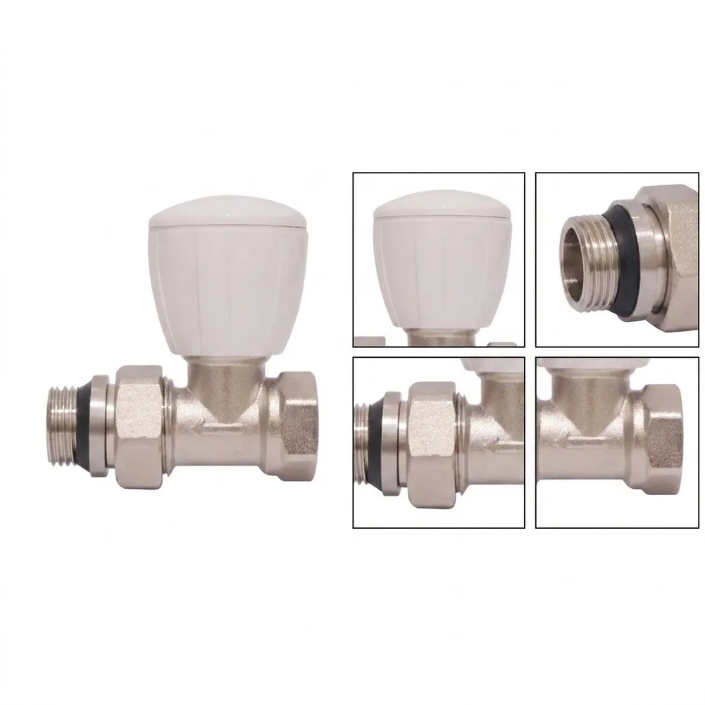 2Pcs DN15 Manual Straight Thermostatic Radiator Valve Metal Temperature Control For Heating System G Thread Pipe Fitting