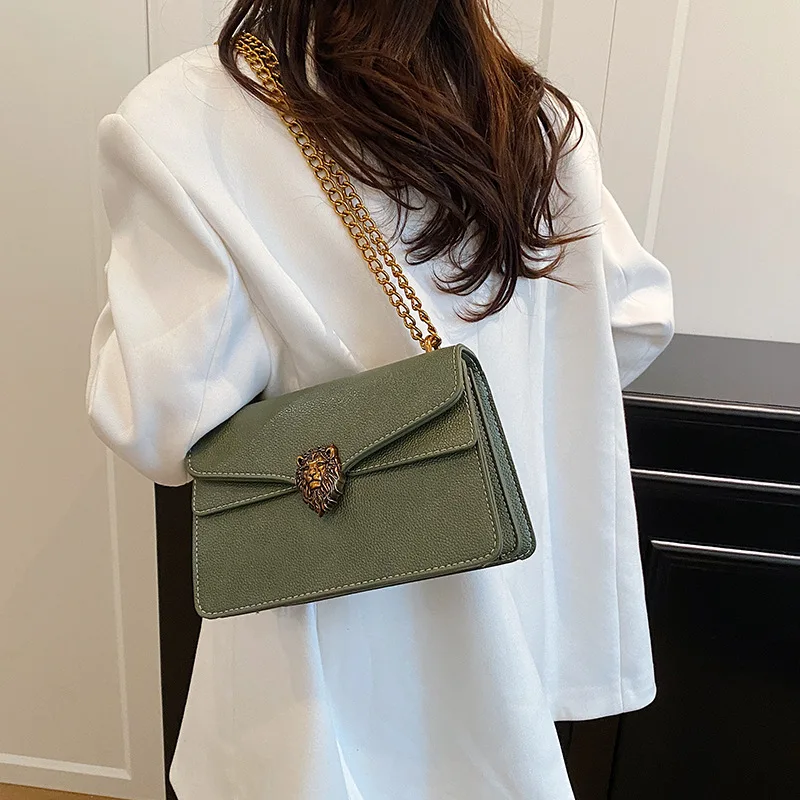 

Шикарная женская сумка через плечо с цепочкой 2025, модная кожаная сумка через плечо с регулируемым ремешком