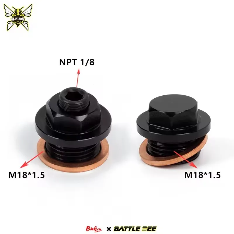 BATTLEBEE Oil Temperature and Oil Pressure Port Adapter Fitting M18*1.5 to 1/8 NPT Swap Adapter Sensor Screw BB-UOA-016