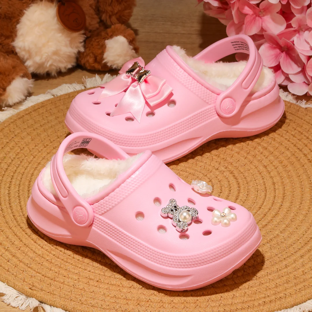 Kinder-Clogs und -Mules mit Fellfutter, leichte Garten-Schuhe mit Baumwollfutter, warme Hausschuhe für Jungen, Mädchen und Kleinkinder, 168. – Detail 7