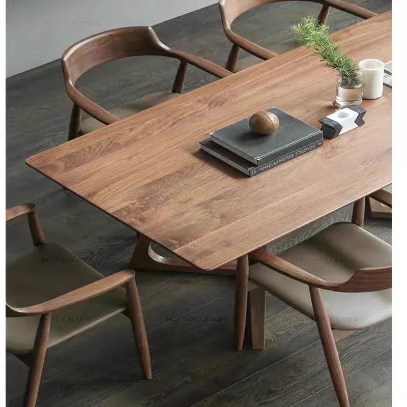 Nordic solid wood dining table, simple small apartment, log eating table, chairs, dining room, casual rectangular coffee table,