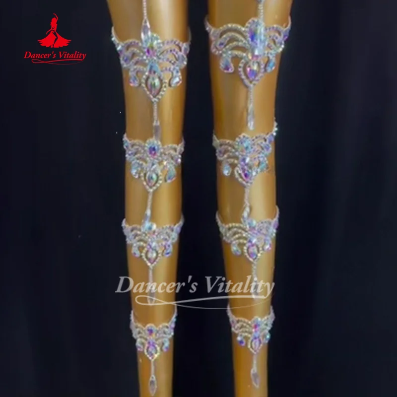 Belly Dancing Performance Accessories Women's Senior AB Stones Leg Rings Oriental Dance Competition Jewelry Dancer's Vitality