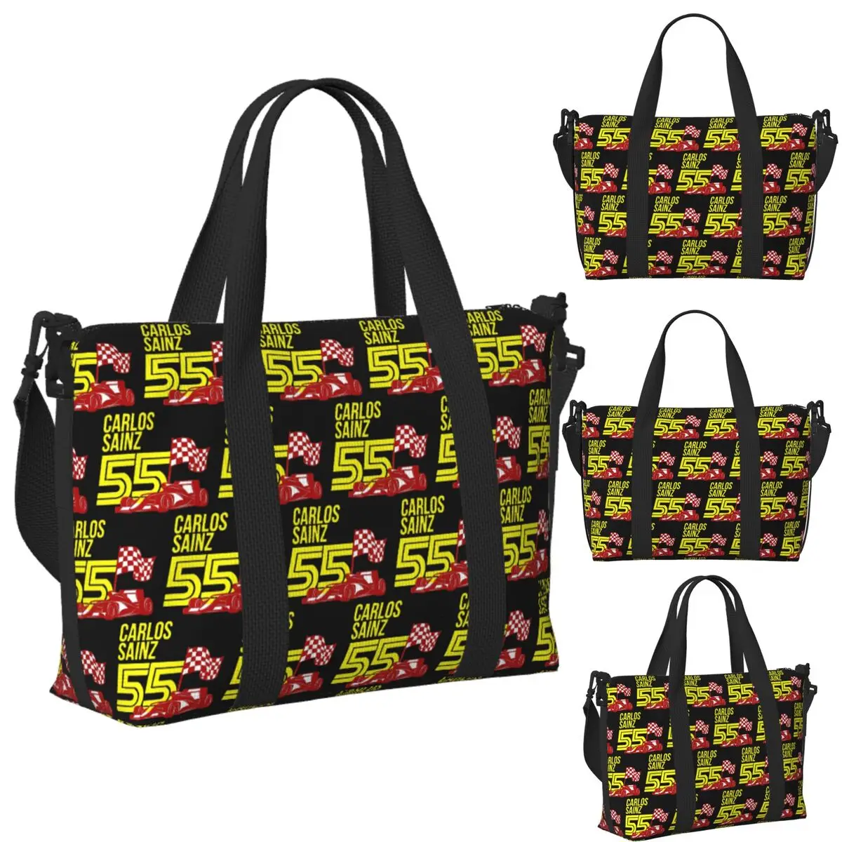 

Custom Carlos Sainz Jr F1 Signature Graphic Dark Beach Travel Bag Tote Bags for Gym Sport Women Shopping Duffle Shoulder Bag