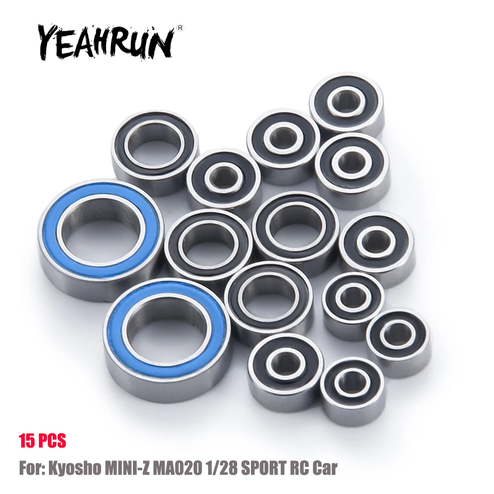 YEAHRUN 15Pcs Wheel Hub Axle Sealed Bearing Kit for Kyosho MINI-Z MA020 1/28 Sport RC Car Truck Model Upgrade Parts