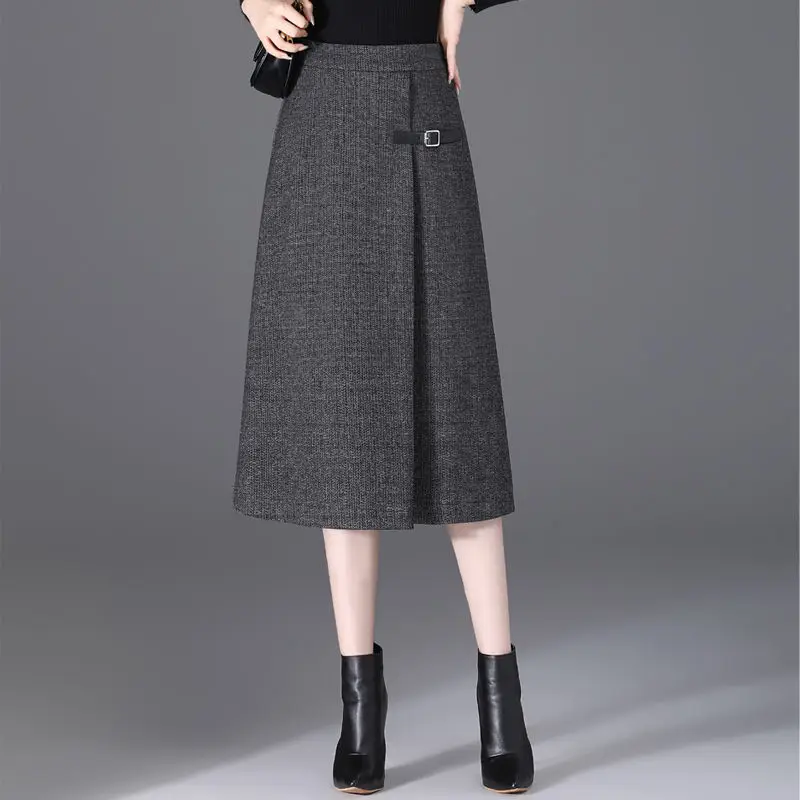 

2025 Autumn New All-match Fashionable High Waist A-line Skirt Women Clothes Office Lady Simplicity Irregular Slim Skirts Ladies