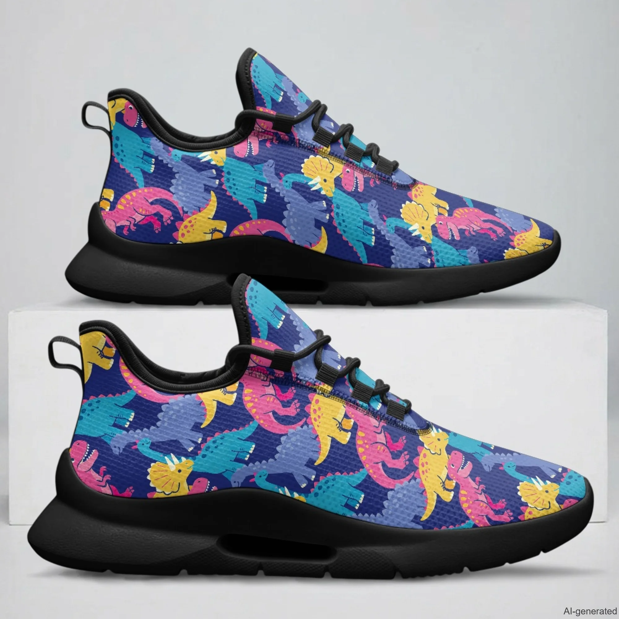 XIXIRIMIDO Zapatos informales con cordones para hombre, zapatillas de deporte de malla transpirable, zapatos para caminar con estampado de dinosaurio, zapatos de moda para mujer 35-48