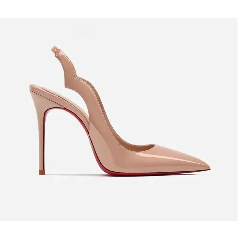 

Women Slingback Summer Sandals Red Bottom 4.0Inch/10CM High Heels Wedding Party Dress Shoes Fashion Sexy Stilettos