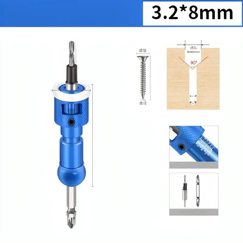 Adjustable Depth Countersink Bit For Woodworking Screw Hole Opener Carpentry Hex Shank Drilling Tool Accessory Set