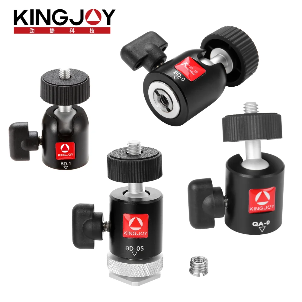 

KINGJOY Mini Tripod Head Universal Ballhead Aluminum Pan&Tilt with Plate 1/4 3/8 Inch Screw For DSLR SLR Camera Gopro Phone Clip