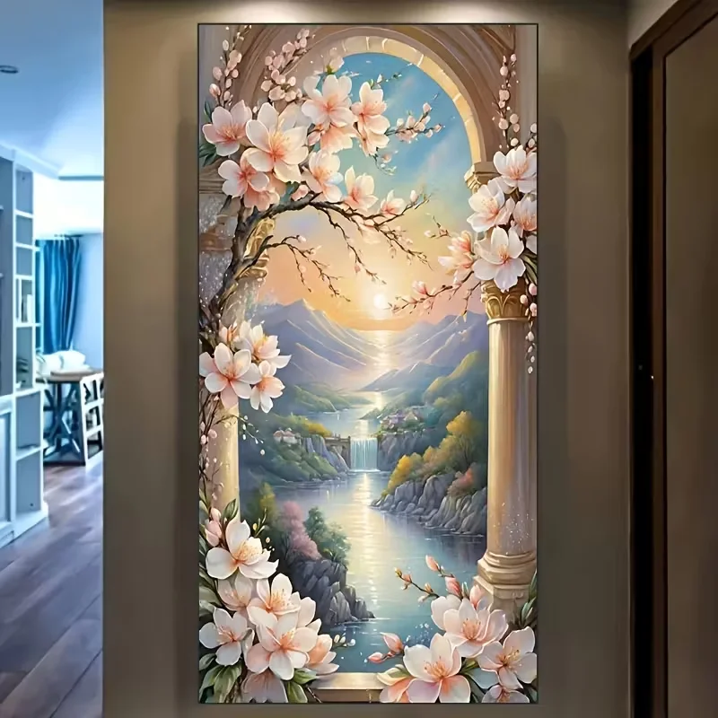 

Большой размер Diy алмазная живопись арка цветы горы, реки, водопады пейзаж полный квадратный круглый мозаика Алмазная вышивка
