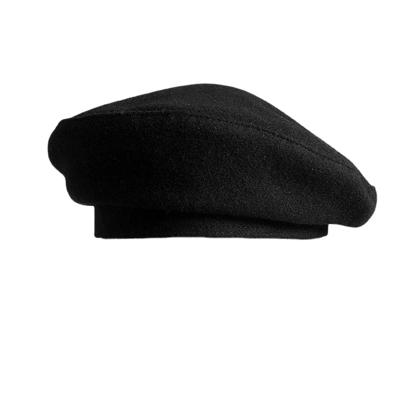 

Woollen Black Berets French Artist Style Warm Winter Beanie Hat Soft Retro Plain Beret Women Elegant Comfortable Caps NC39