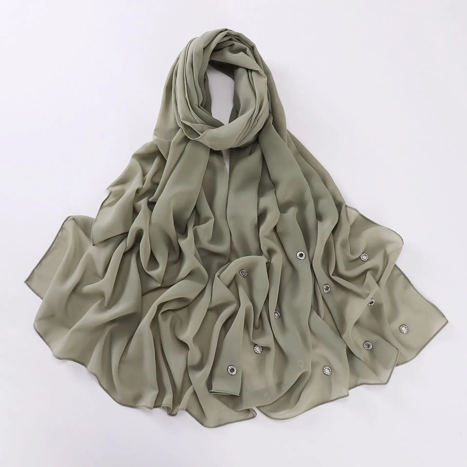 

Bubble Pearl Chiffon Scarf Diamond Middle East African Hijab Muslim Women Scarves Shawl Wrap Islam Stoles Headscarf Turban 2025