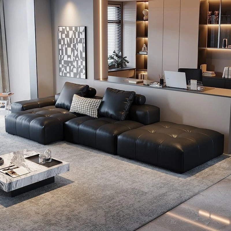 Pixel sofa first layer cowhide living room large apartment villa combination module real cowhide sofa