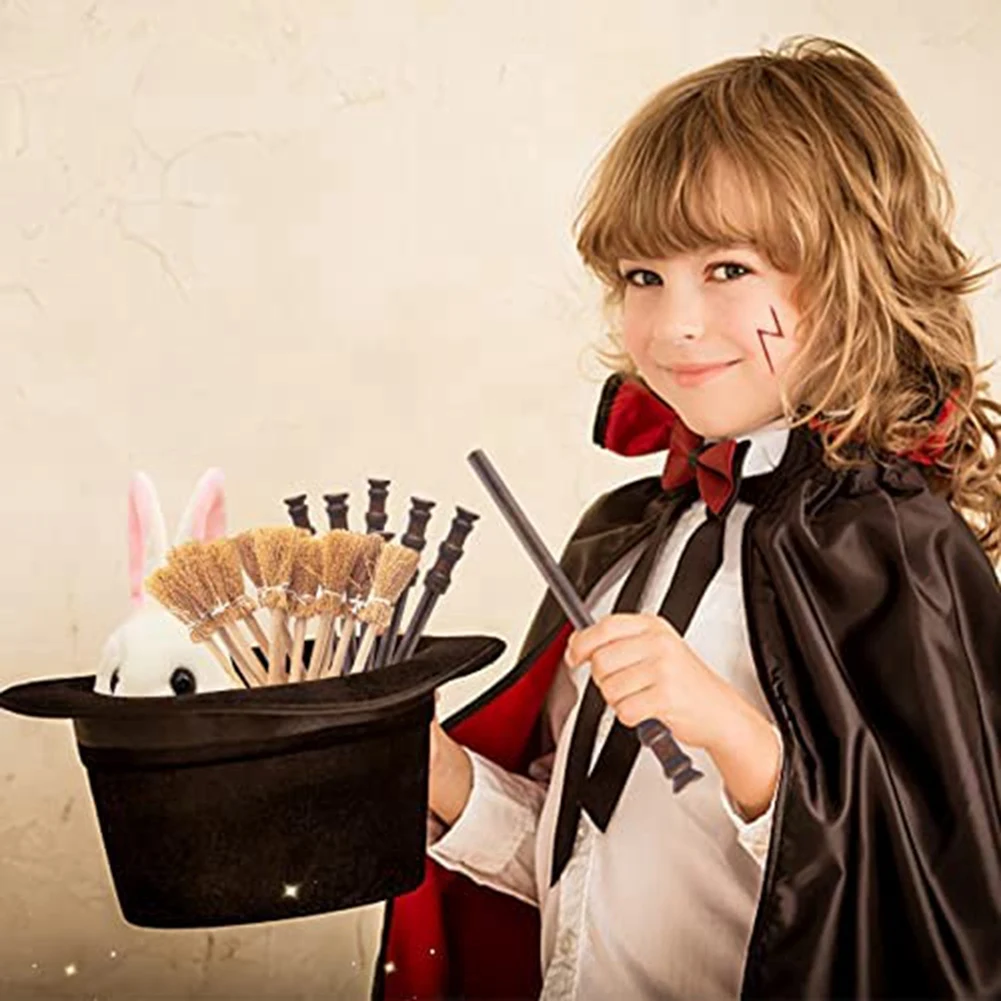 Wizard Party Supplies Set - Witch Broom Pencil,Magic Wand Pencil and Flash Bolt Scar Temporary Tattoos