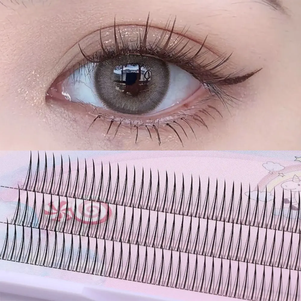 A/M-Form, einzelne Wimpern, Feen-Look, schwarz, braun, Cluster, Wimpernverlängerung, dünne, flauschige DIY-Falsche Wimpern für Frauen