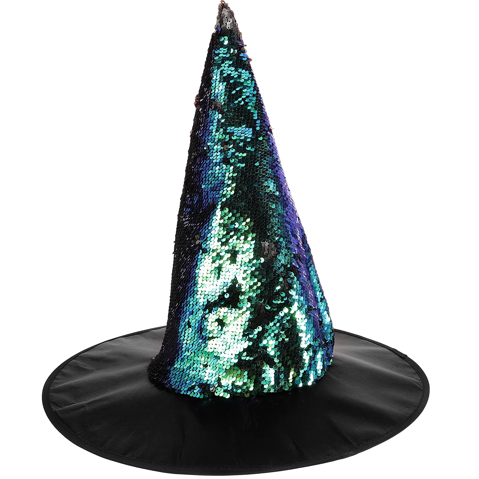 Kapelusz czarownicy na Halloween z cekinami i brokatem, kostium na imprezę cosplay, wygodny, trwały, uniwersalny, dla kobiet i dziewcząt, przebranie na maskaradę.