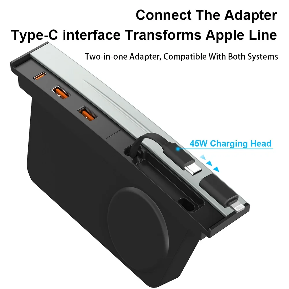 For Tesla Model Y Juniper Retractable Center Console USB Hub 45W TPYE-C Model 3 Phone Charger Fast Charging Docking Station