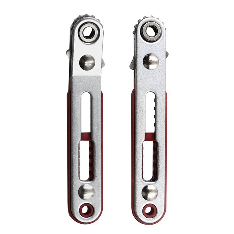 2 Piece Mini Quick Ratchet Wrench Set Straight/Elbow Screwdriver Set Red & Silver Ratchet Wrench Tool Has Two Heads