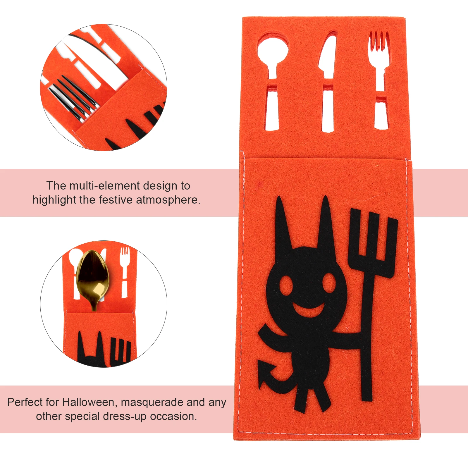 

4 Pcs Cutlery Bag Halloween Holders Silverware Bags Table Dinnerware Covers Felt Cloth Fork and Cutter Storage