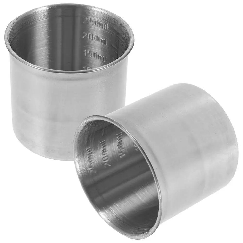 

2Pcs Stainless Steel Measuring Cups Rice Cup Kitchen Tool Precise Measurement Scale Design Safe Ingredients Portable Storage