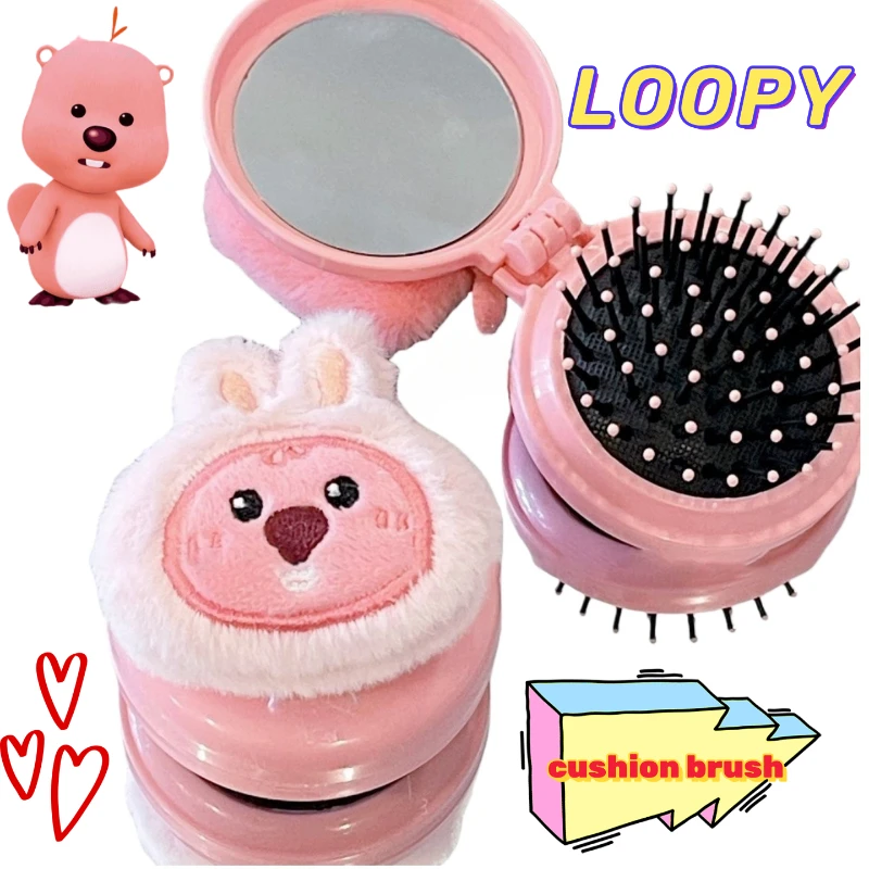 

Pororo Loopy Movie and TV merchandise Sweet and Cute Cushion Brush Portable Bag Convenient Makeup Mirror and Brush Combo gift