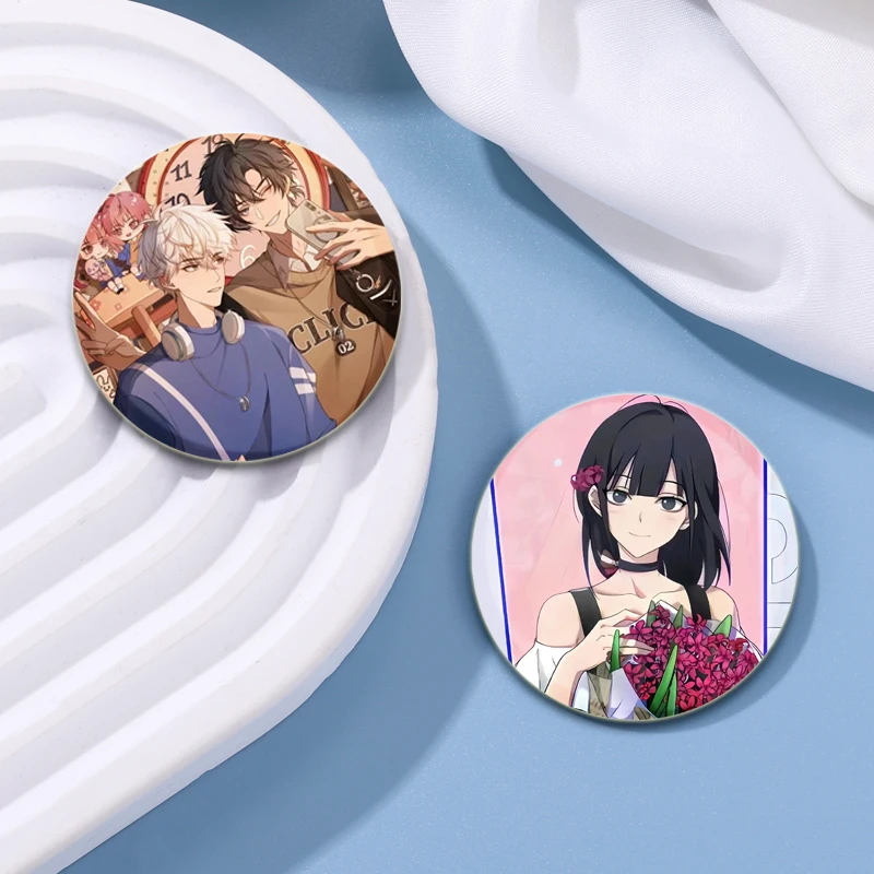 Link Click Anime Character Round Pin Cartoon Badge Snap-in Button Pins Brooches for Clothes Decoration Jewelry Accessories Gifts